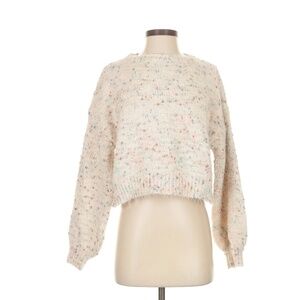 Fuzzy Knit Storia Knit Sweater Small Pastel Ivory Pink Blue